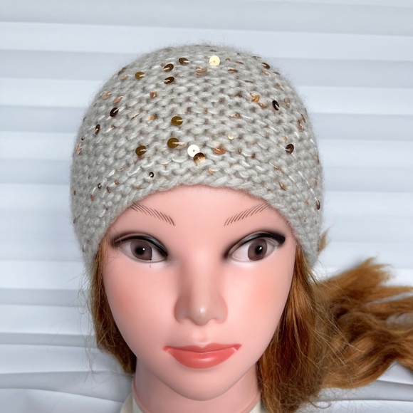 Hat, Alpaca Wool Women Hat, Beige Beanie, Warm Beret ,Hand Knit Hat NEW - Picture 2 of 7